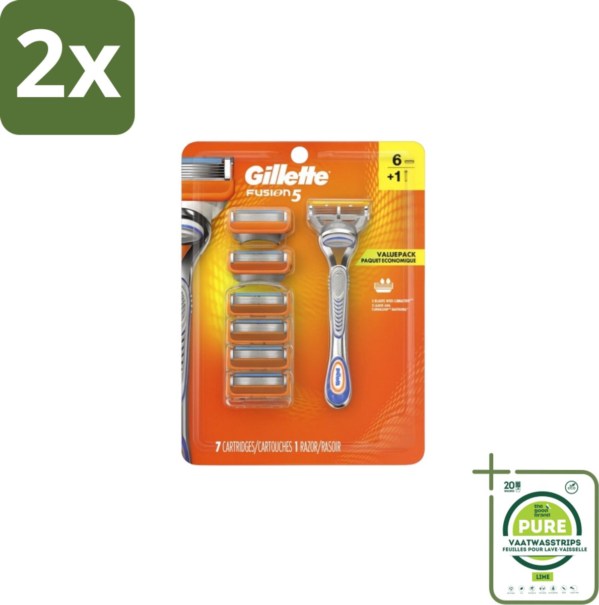 Gillette - Fusion5 – Houder + 6 Mesjes - Voordeelverpakking - 2 stuks - Scheermesjes - Glad scheeren
