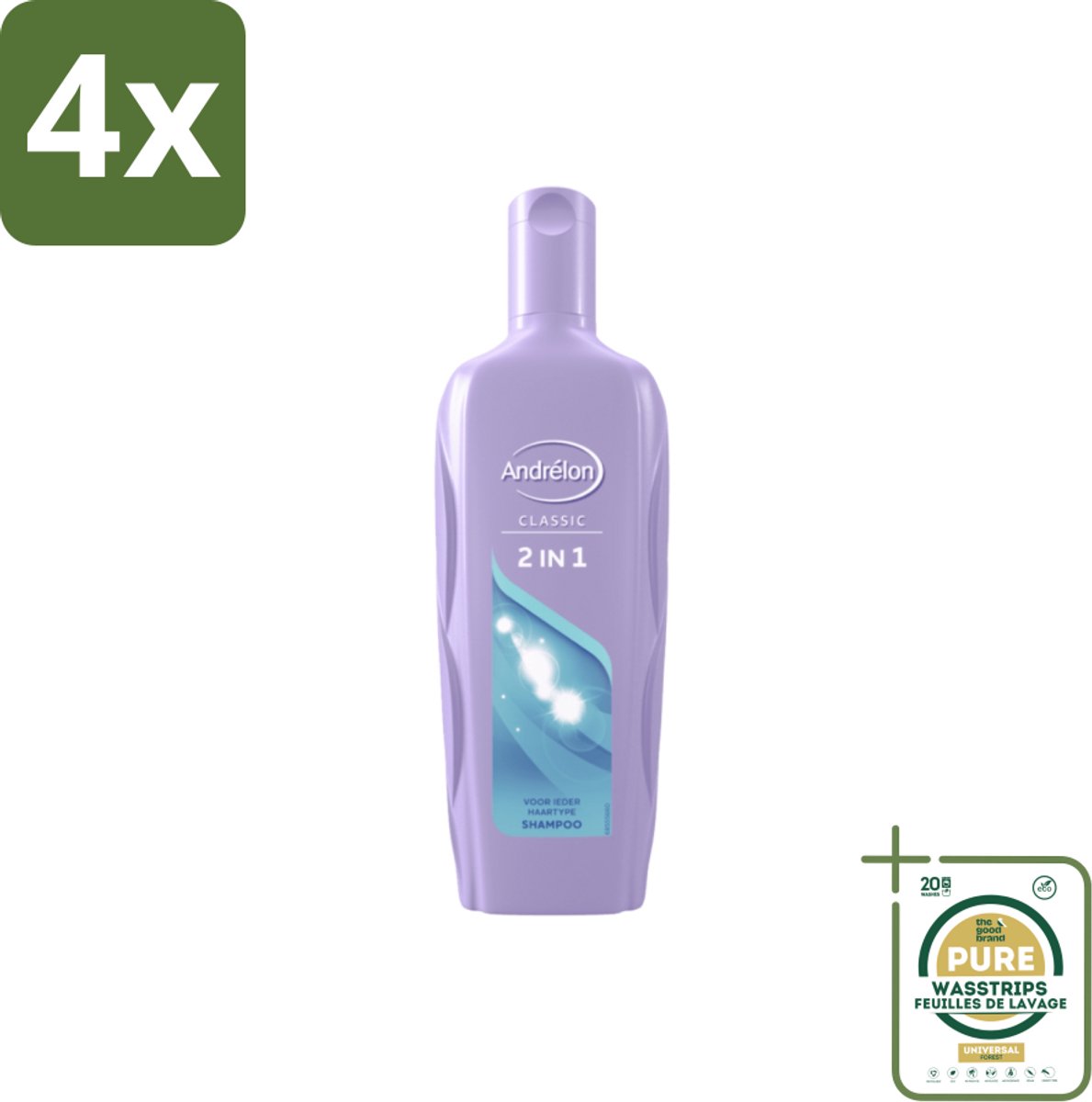 Andrélon – Shampoo – 2-in-1 – 450 ml - Voordeelverpakking - 4 stuks - Haar verzorgen - Zacht haar
