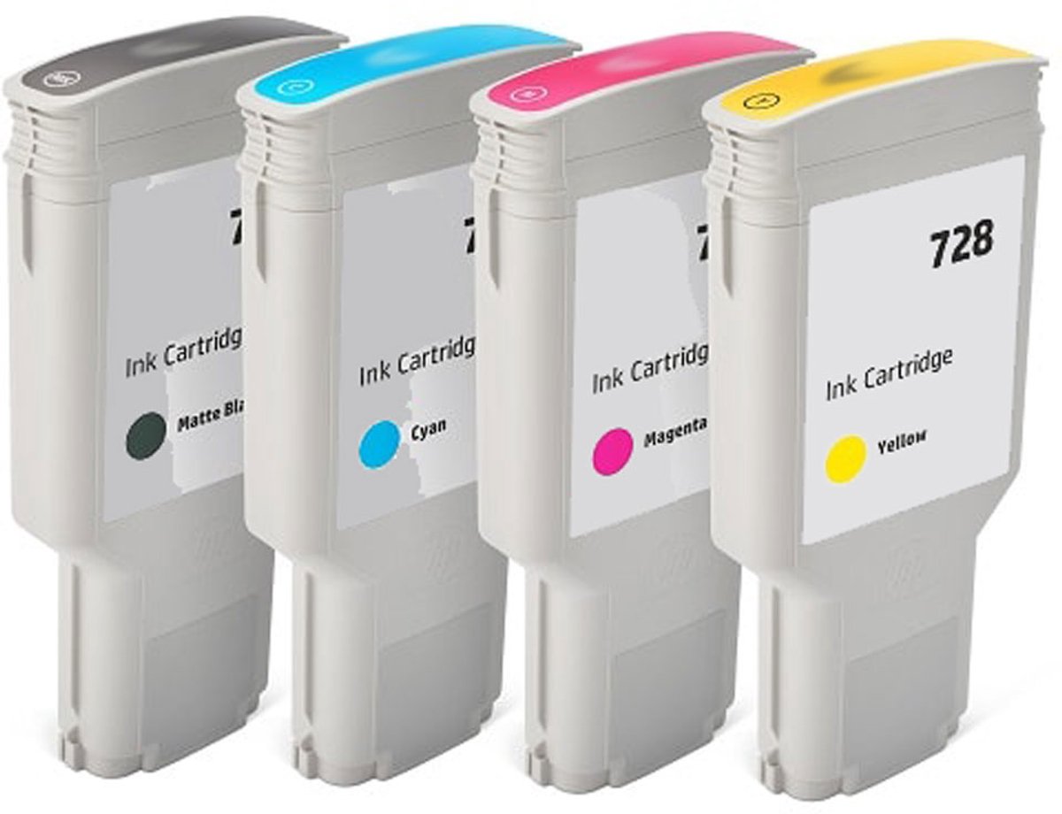 ABC huismerk set 4x inktcartridge geschikt voor HP 728 geschikt voor HP Designjet T730 T830