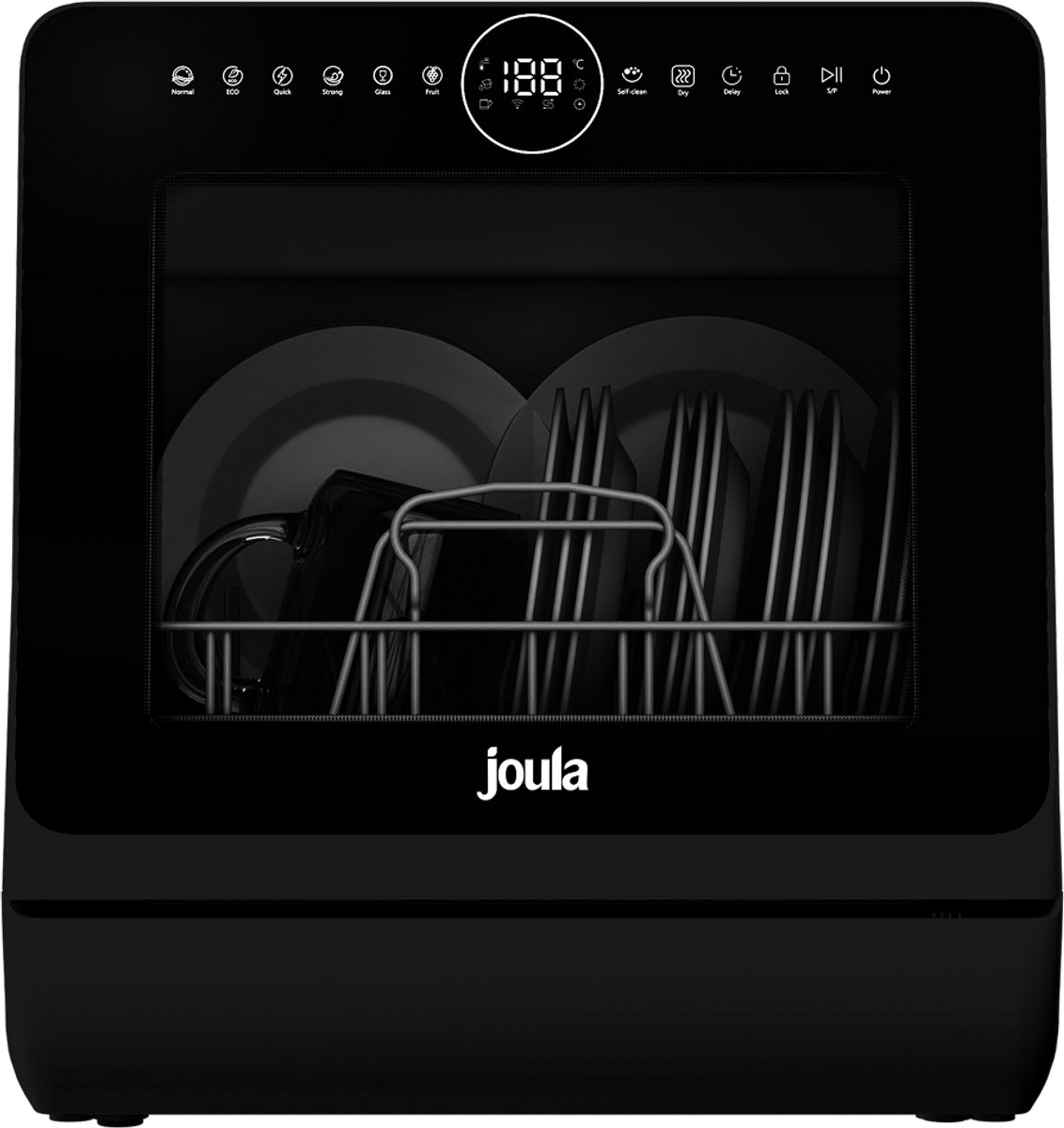 Joula Mini Vaatwasser met Waterreservoir - 8 Wasprogramma's - 5 Couverts - Kleine Smalle Vrijstaande Afwasmachine - Camping - Zwart — afbeelding 1
