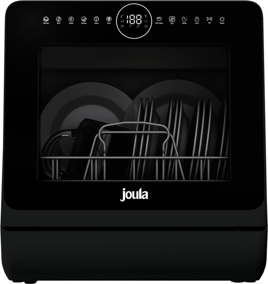 Joula Mini Vaatwasser met Waterreservoir - 8 Wasprogramma's - 5 Couverts - Kleine Smalle Vrijstaande Afwasmachine - Camping - Zwart
