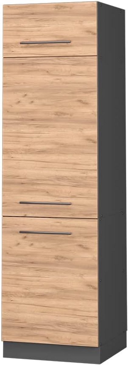 Koelkastkast Staand Model Midden Hoogte met Soft-Close Hangen in Eiken/Antraciet