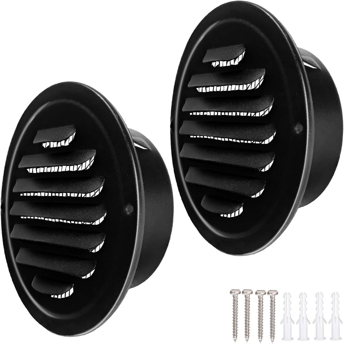 Ronde Ventilatie Rooster 100 mm RVS Zwart - Fijnmazige Afdekking met Schroeven