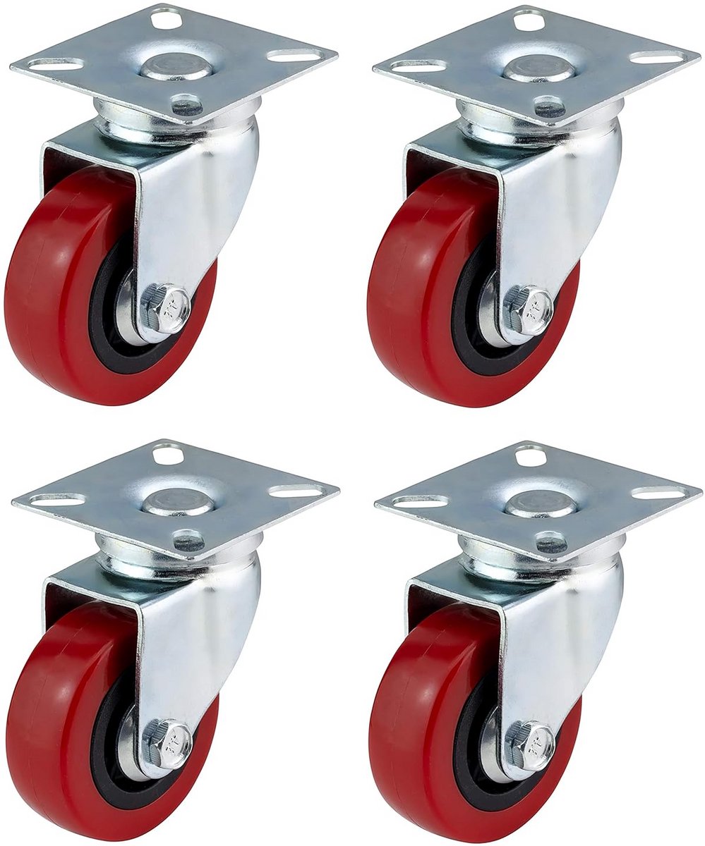 50 mm Zwenkwielen Polyurethaan (PU) Heavy Duty - Set van Meubelwielen met Hoge Draagkracht