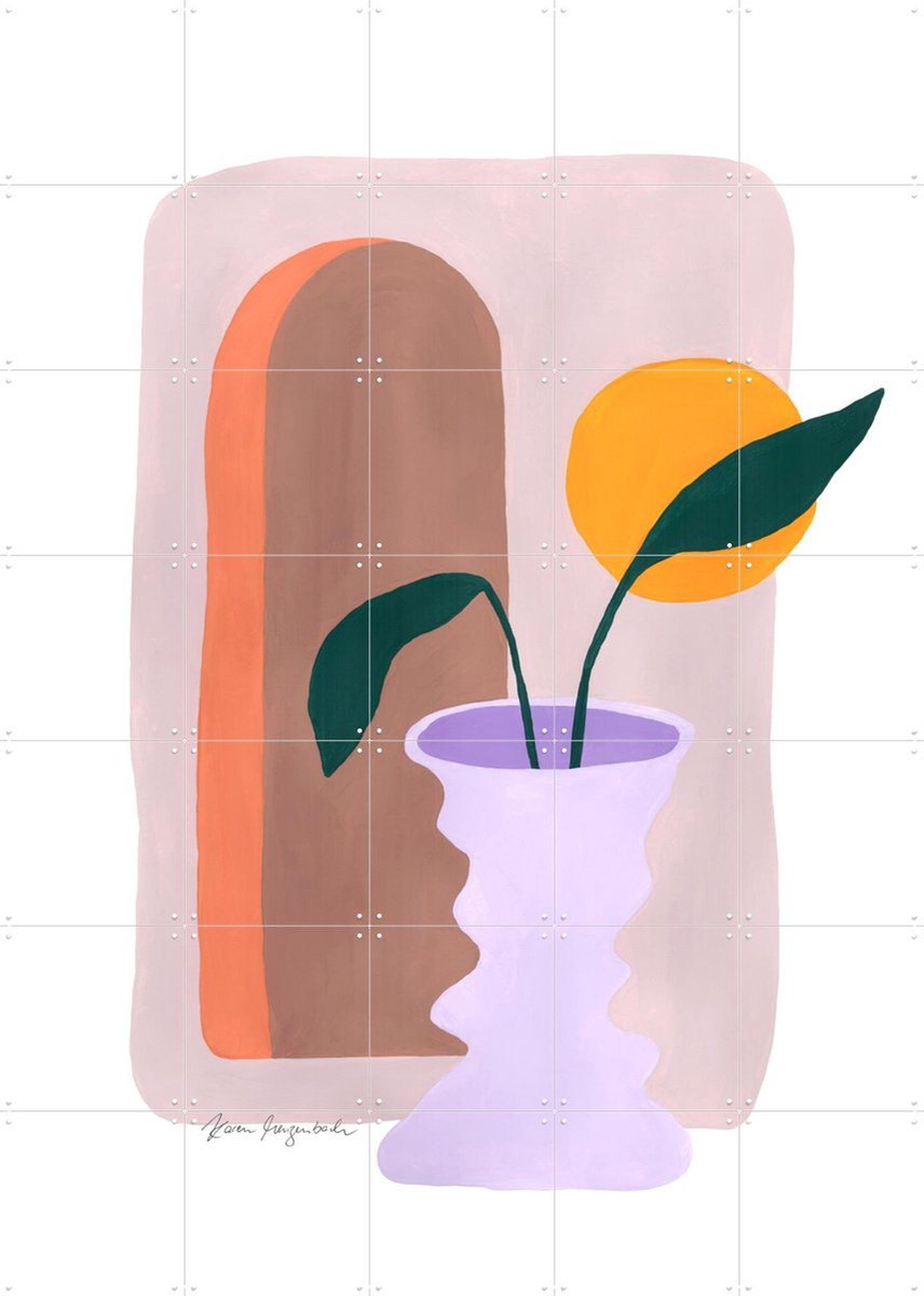 IXXI Strelitzia and Sunshine, Palmartprints - 100 x 140 cm - Gratis ophangtool - Grote wanddecoratie en posters - Geometrische Kunst, Kleurrijk
