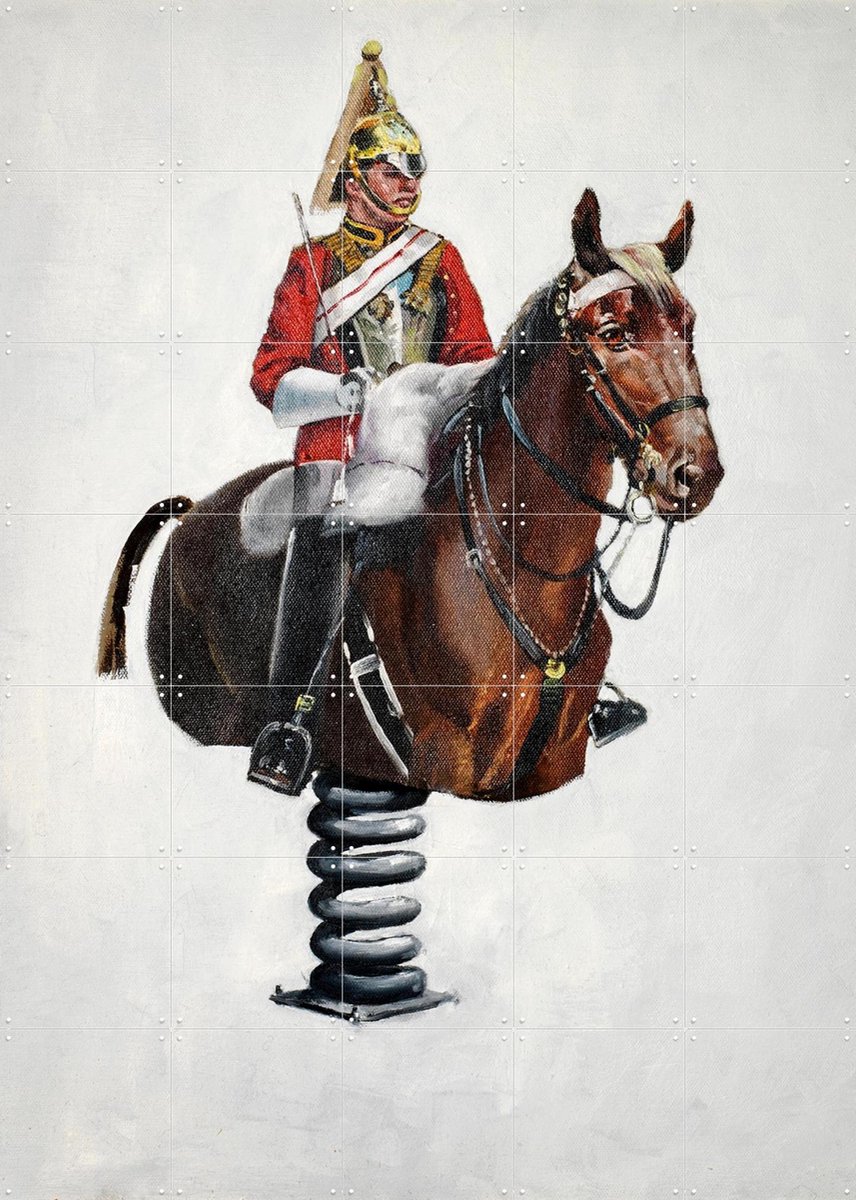 IXXI Horse, Banksy - 100 x 140 cm - Gratis ophangtool - Grote wanddecoratie en posters - Street art, Kleurrijk, Pop art, Illustraties, Mancave