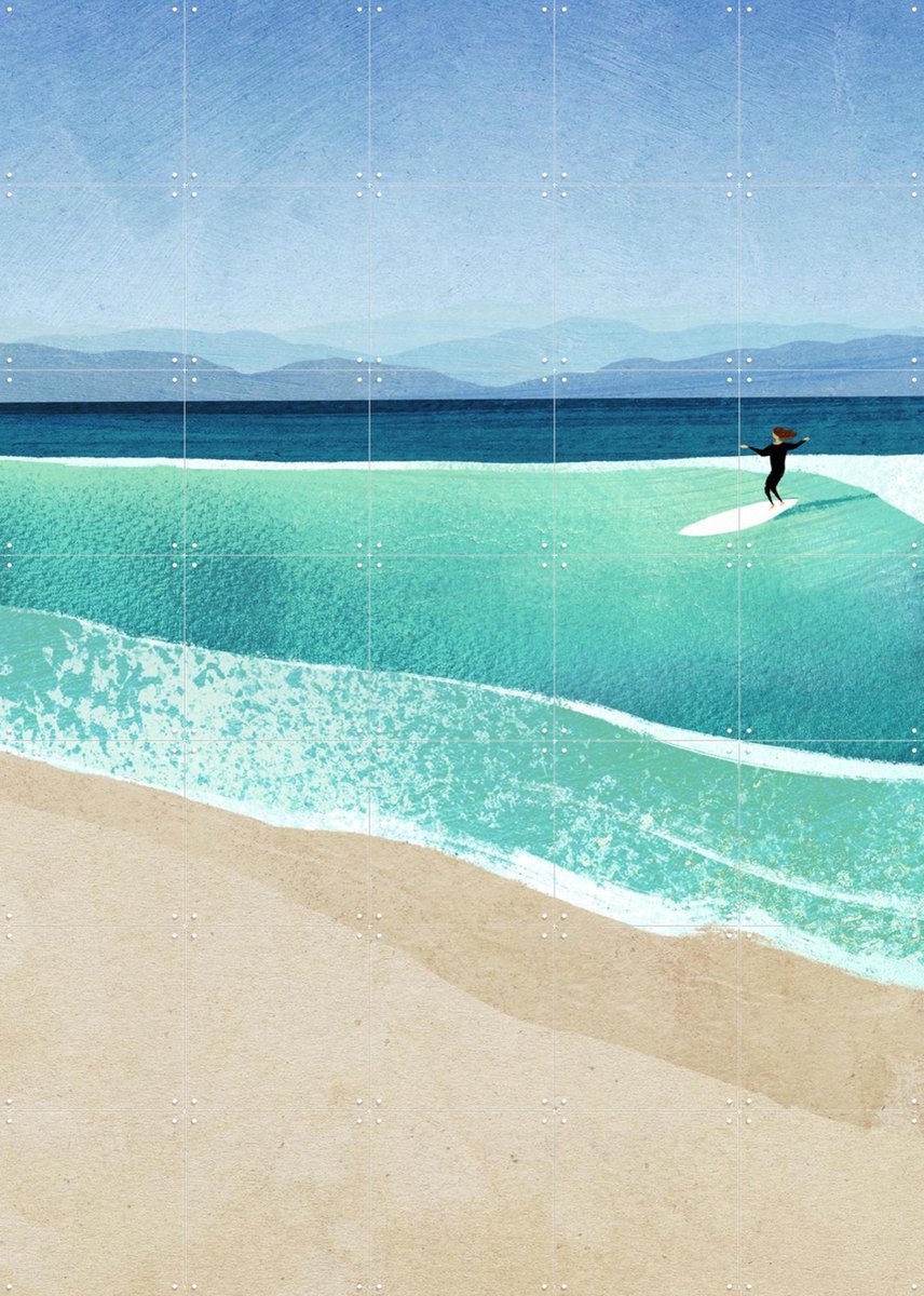 IXXI Surf Girl, Henry Rivers - 100 x 140 cm - Gratis ophangtool - Grote wanddecoratie en posters - Illustraties, Grafisch Ontwerp, Digitale Kunst