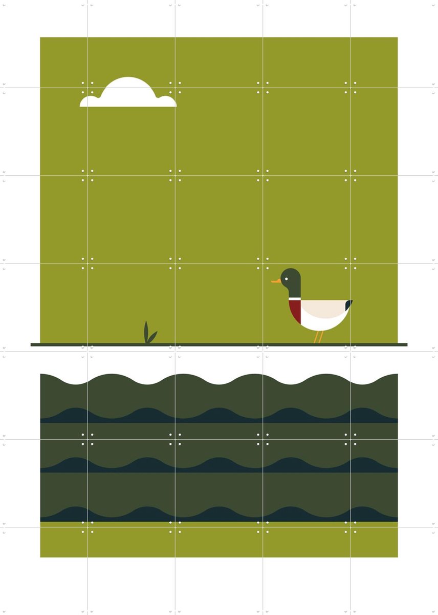 IXXI The Big 5 - duck, Studio Kars + Boom - 100 x 140 cm - Gratis ophangtool - Grote wanddecoratie en posters - Geometrische Kunst, Grafisch Ontwerp