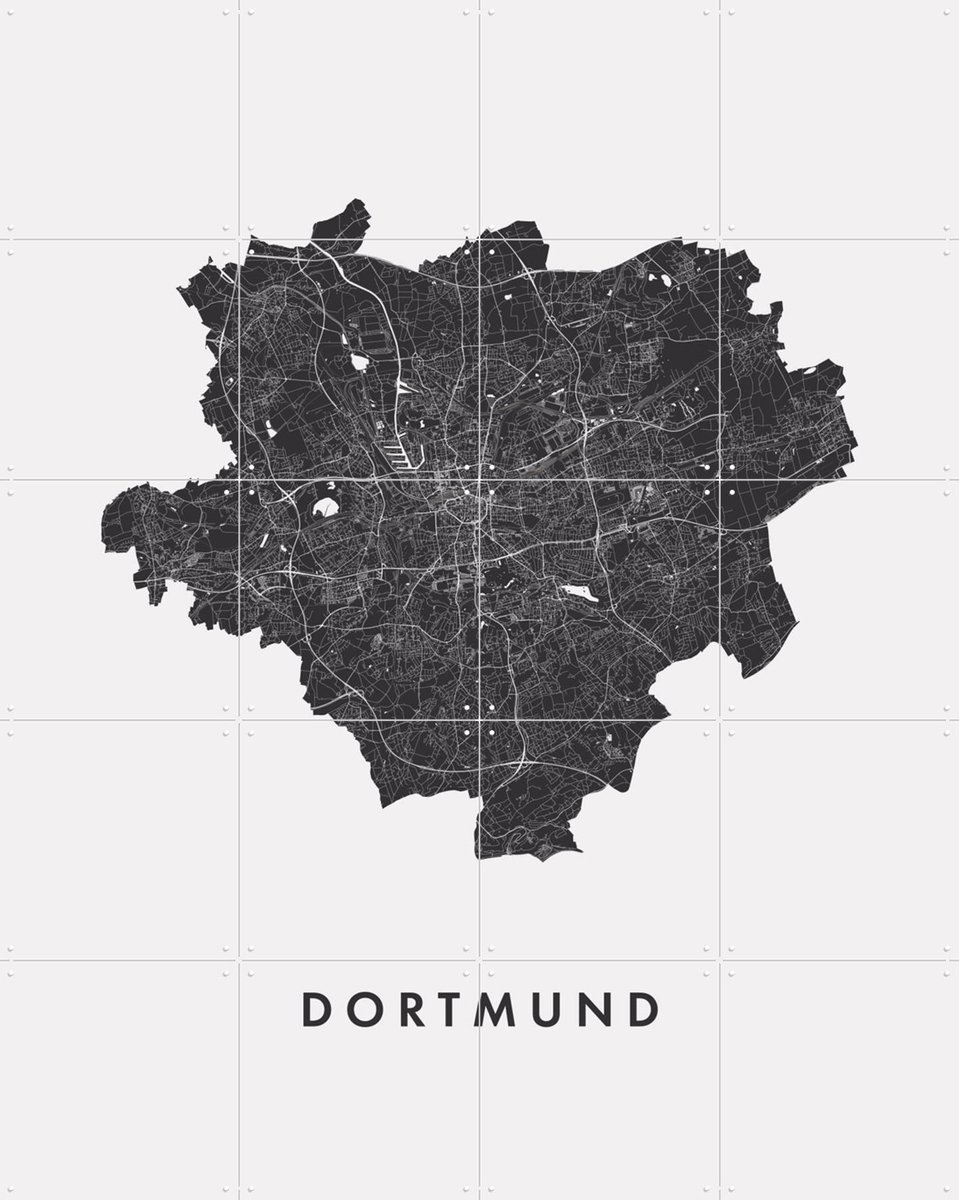 IXXI Dortmund City Map, Kunst in Kaart - 80 x 100 cm - Gratis ophangtool - Grote wanddecoratie en posters - Grafisch Ontwerp, Minimalisme, Abstract