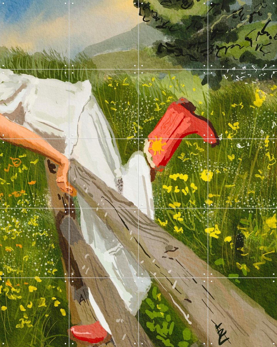 IXXI Into the fields, Ekaterina Zagorska - 80 x 100 cm - Gratis ophangtool - Grote wanddecoratie en posters - Speels, Aquarel, Illustraties