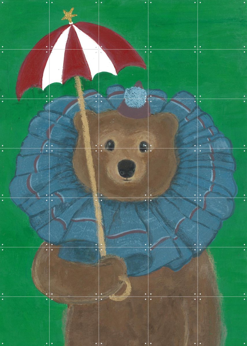 IXXI Feestbeer, Desirée van Hattem - 100 x 140 cm - Gratis ophangtool - Grote wanddecoratie en posters - Illustraties, Cartoonesk, Speels, Kleurrijk