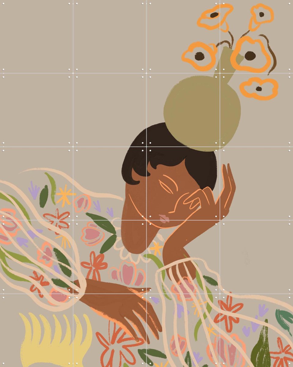 IXXI The Overthinker, Arty Guava - 80 x 100 cm - Gratis ophangtool - Grote wanddecoratie en posters - Speels, Illustraties, Line art, Digitale Kunst