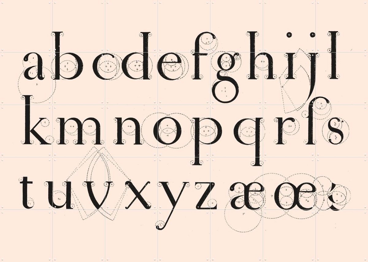 IXXI Alphabet Lowercase, Aster Edition - 140 x 100 cm - Gratis ophangtool - Grote wanddecoratie en posters - Grafisch Ontwerp, Typografie, Line art,