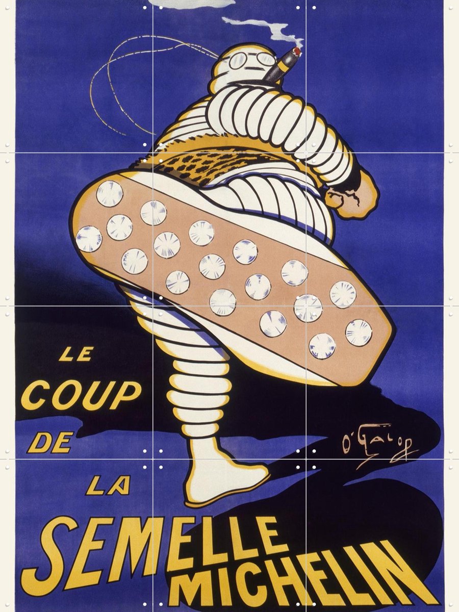 IXXI Le Coup de la Semelle Michelin, Bridgeman Images - 60 x 80 cm - Gratis ophangtool - Grote wanddecoratie en posters - Speels, Vintage