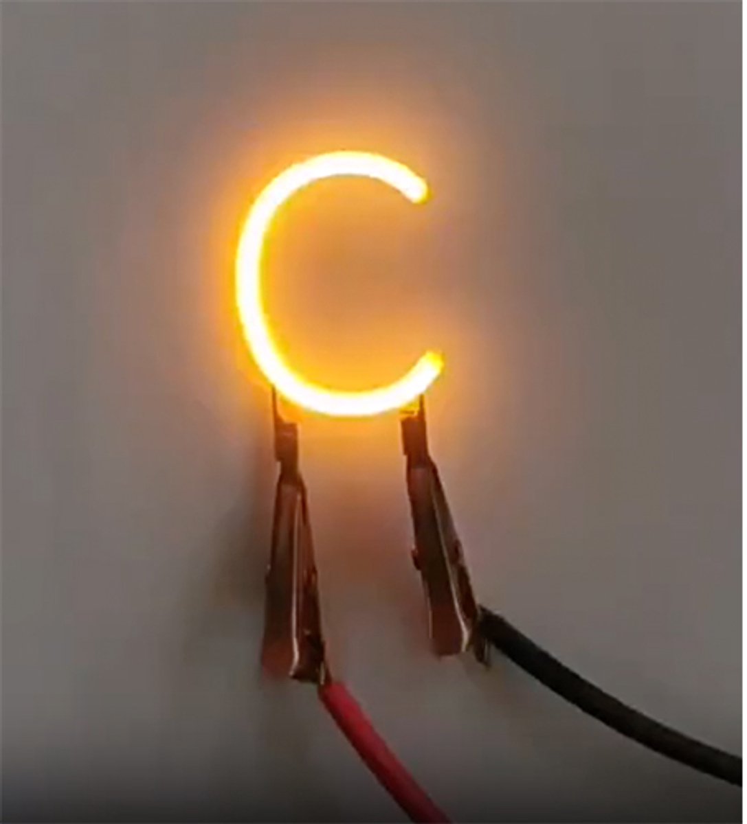 -C- COB LED 3V Filament Letter Geel 3 x 3 cm FPC 2200K 1W Warm-wit