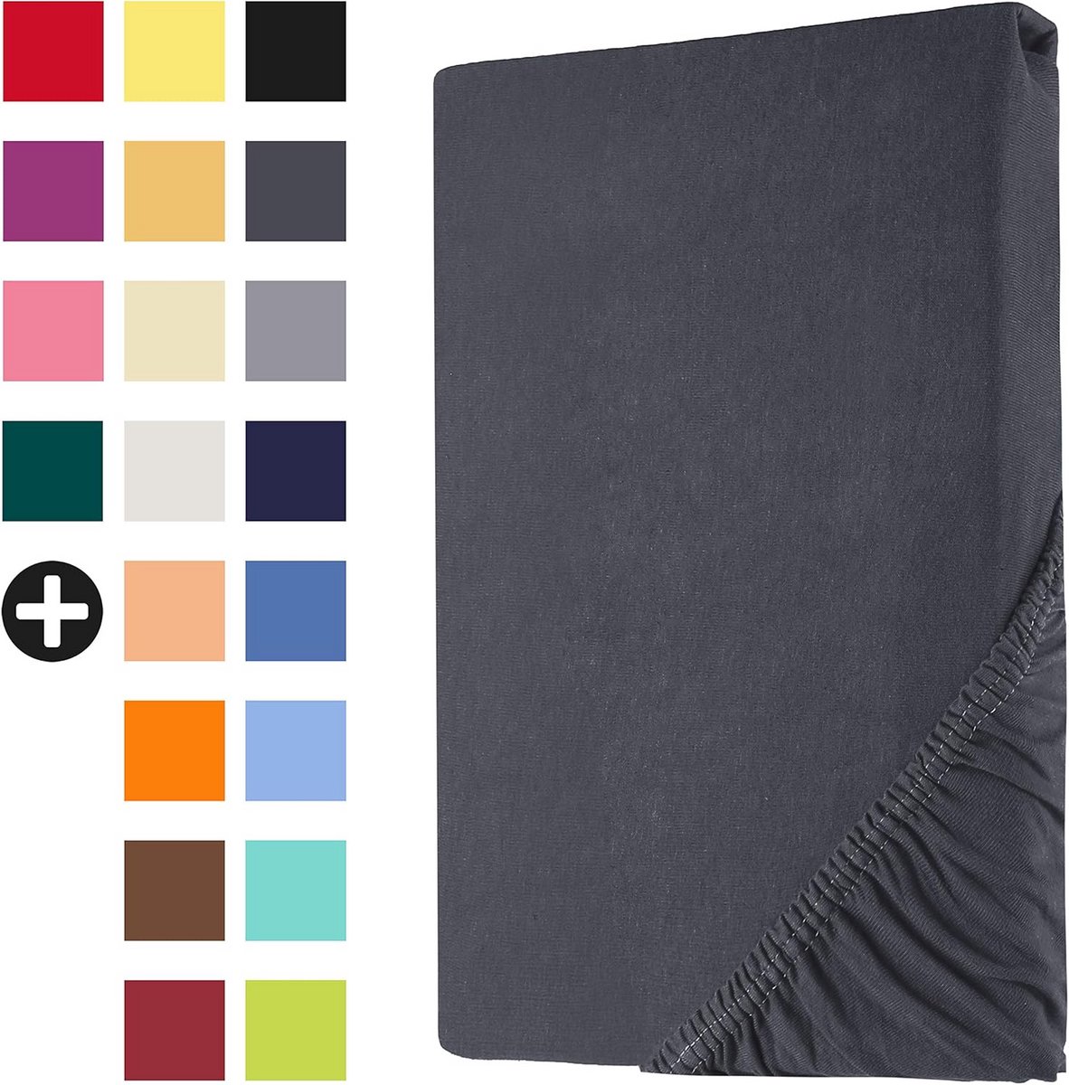 Jersey Stretch Topper Hoeslaken Boxspringmatras Splittopper Geschikt voor Matrashoogte 7-14 cm Katoen Antraciet