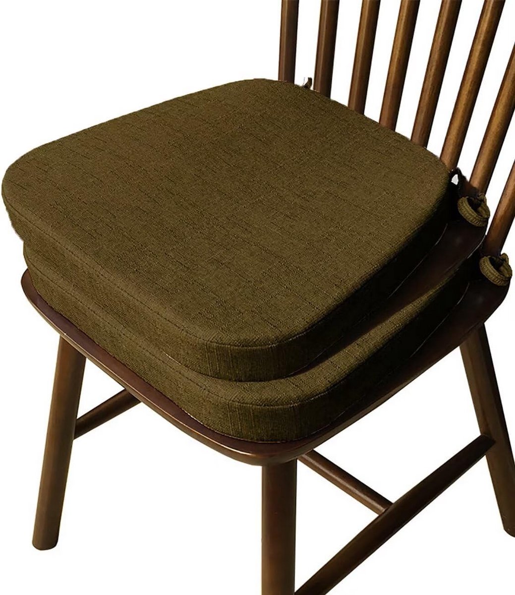 Set van 2 Dikke Stoelkussens 40x38 cm met Antislip en Wasbare Overtrek