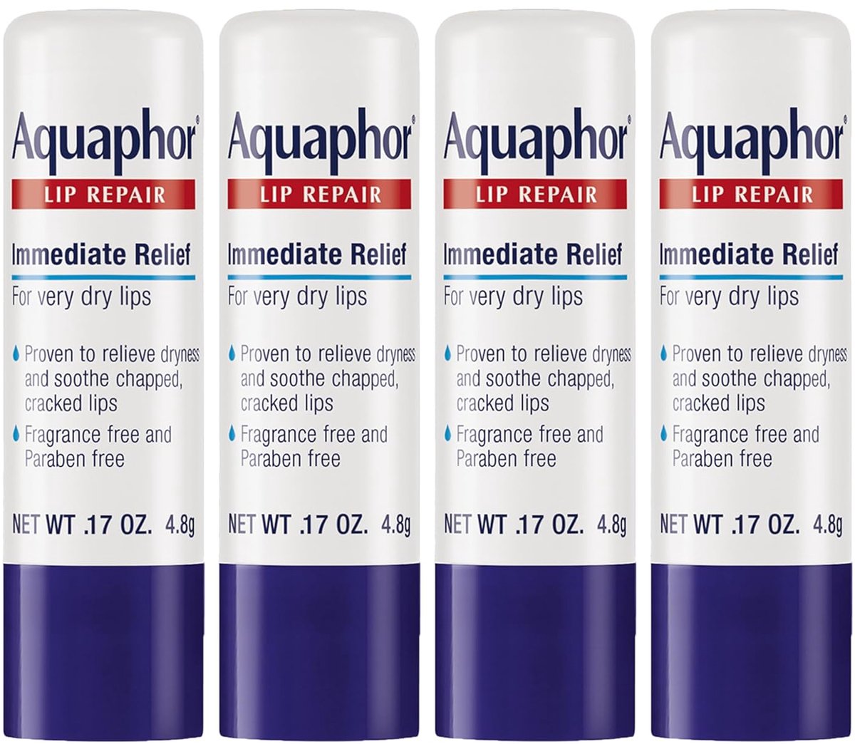 Aquaphor Lip Repair Stick - Lipbeschermer - Hydraterende lippenbalsem 4 stuks