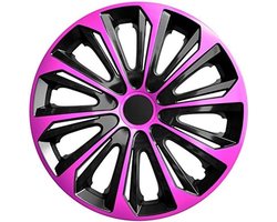 Universele Wielkappen Set van 4 - Tweekleurig Zwart & Roze - 15 Inch - Auto Velgafdekking