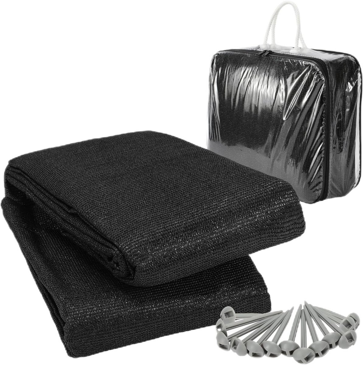 Ademend Campingtapijt Voortent 250x250 cm - Antislip Luifeltapijt Inclusief Haringen en Draagtas