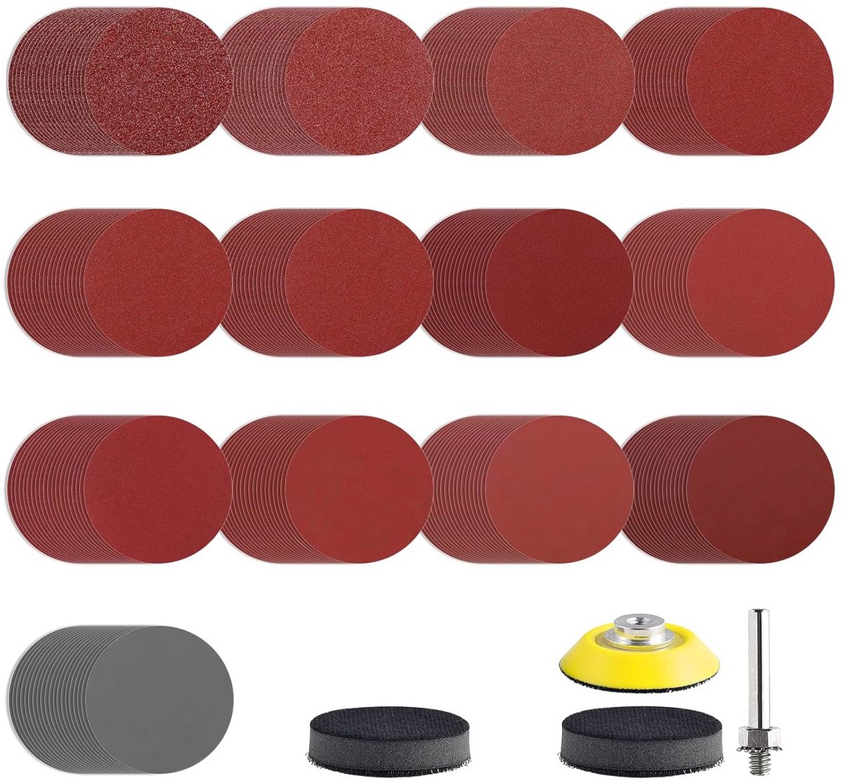 Schuurschijven Set 260 Delen 50mm Diverse Korrels voor Polijstmachine