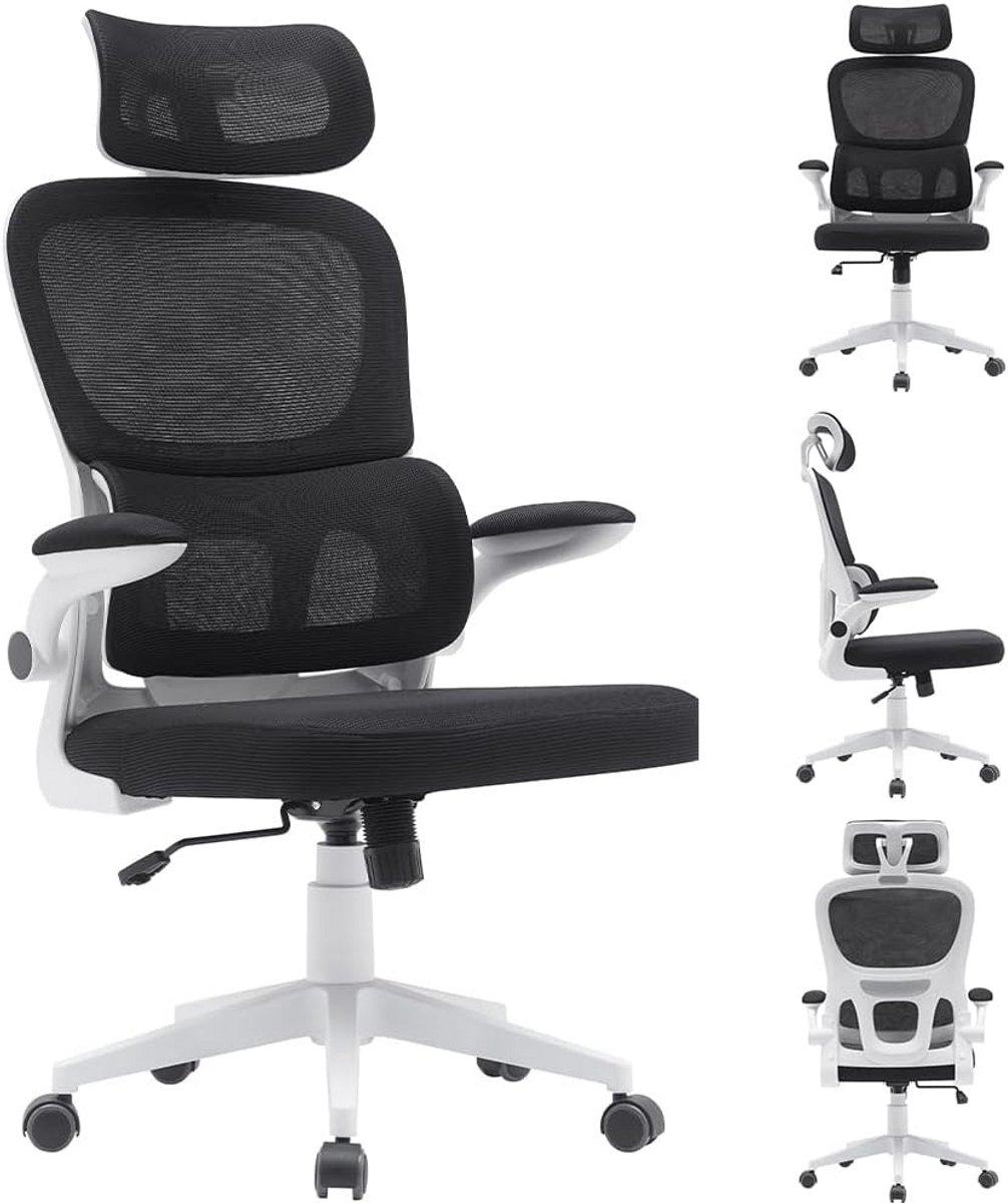 Ergonomische Bureaustoel met Lendensteun, Hoofdsteun en Ademende Stof