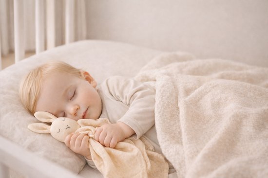 Zacht gebreid knuffeldoekje - handgemaakt - katoen - baby (storm groen) — afbeelding 2