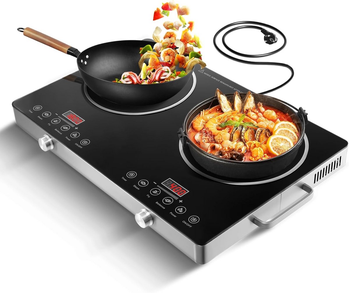 Draagbare Keramische Kookplaat Dubbel - 7000W Inductie Kookplaat met Touch Bediening en Timer