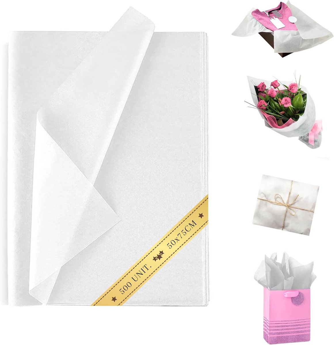 500 Vel Zijdepapier 50x75 cm - Luxe Inpakpapier voor Cadeaus, Bloemen en Knutselen