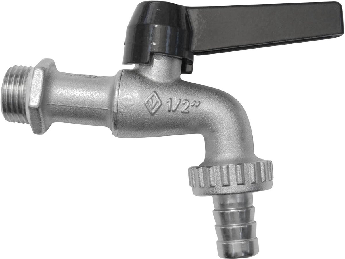 Kogelkraan 1/2 Inch (DN10) PN16 met Rubberen Houder en Aluminium Hendel