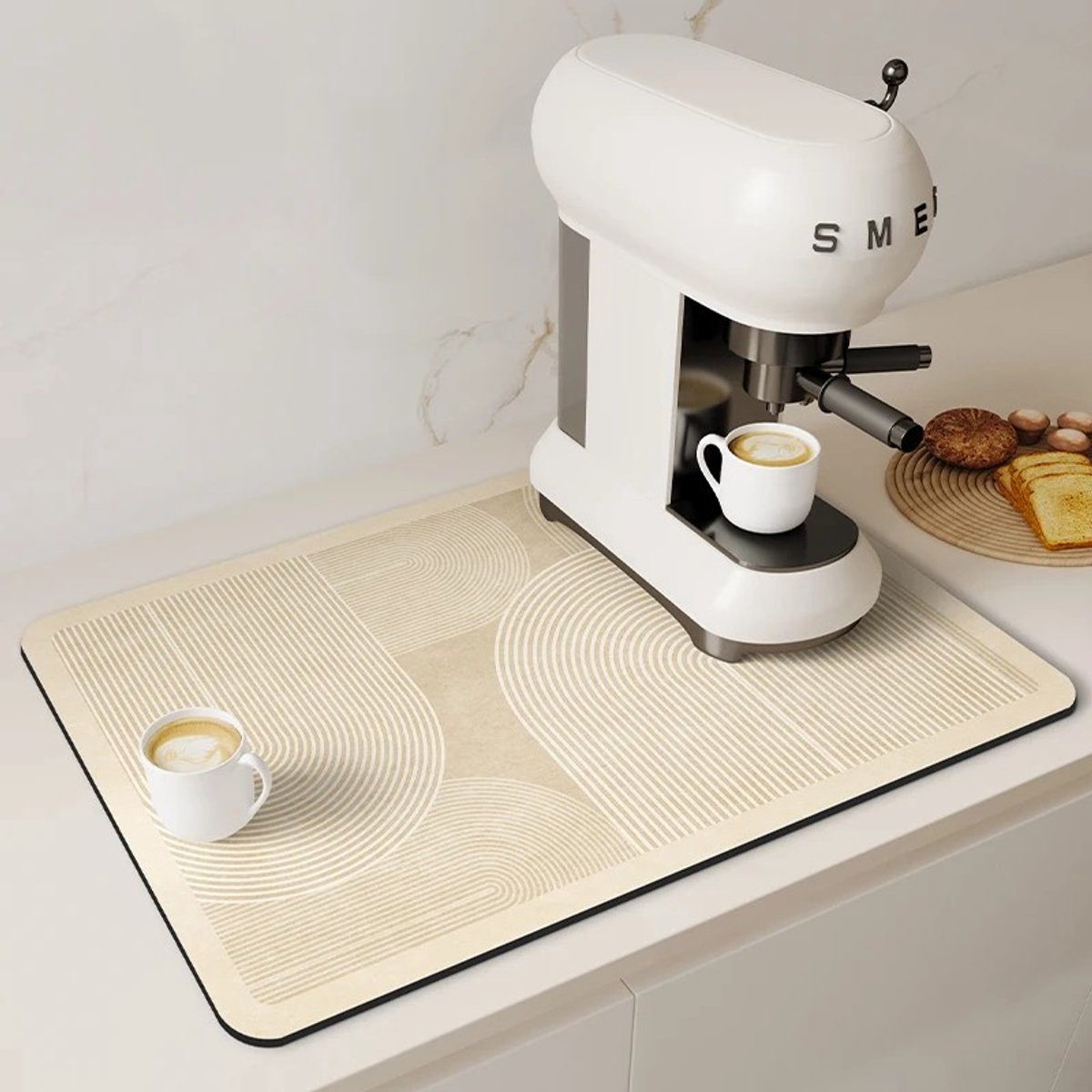 Koffiemat - Aanrechtmatje - AfdruipMat - Tamping Mat - Japandi Stijl - 40x50 cm