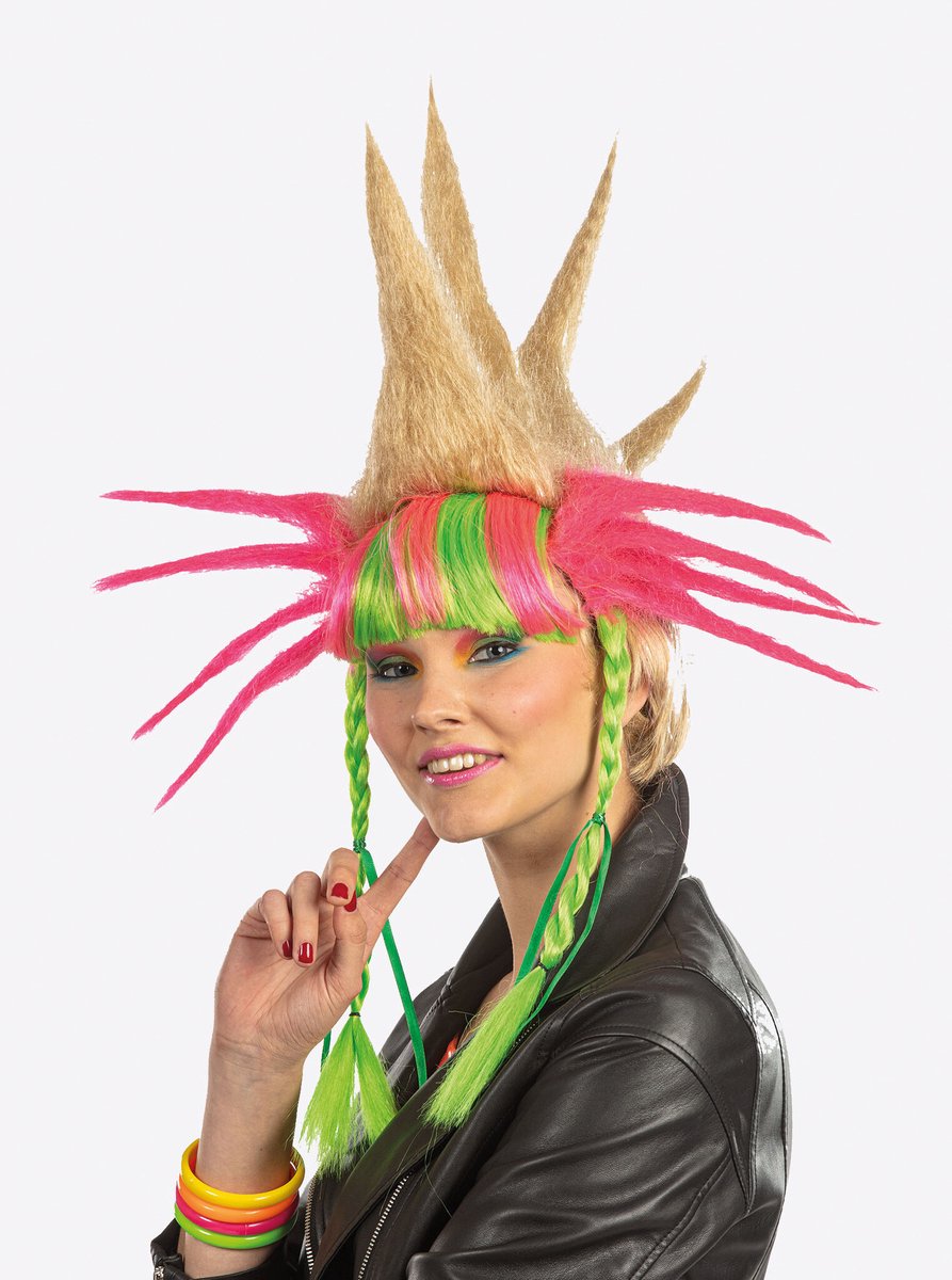 Pruik Punk Crazy Rainbow