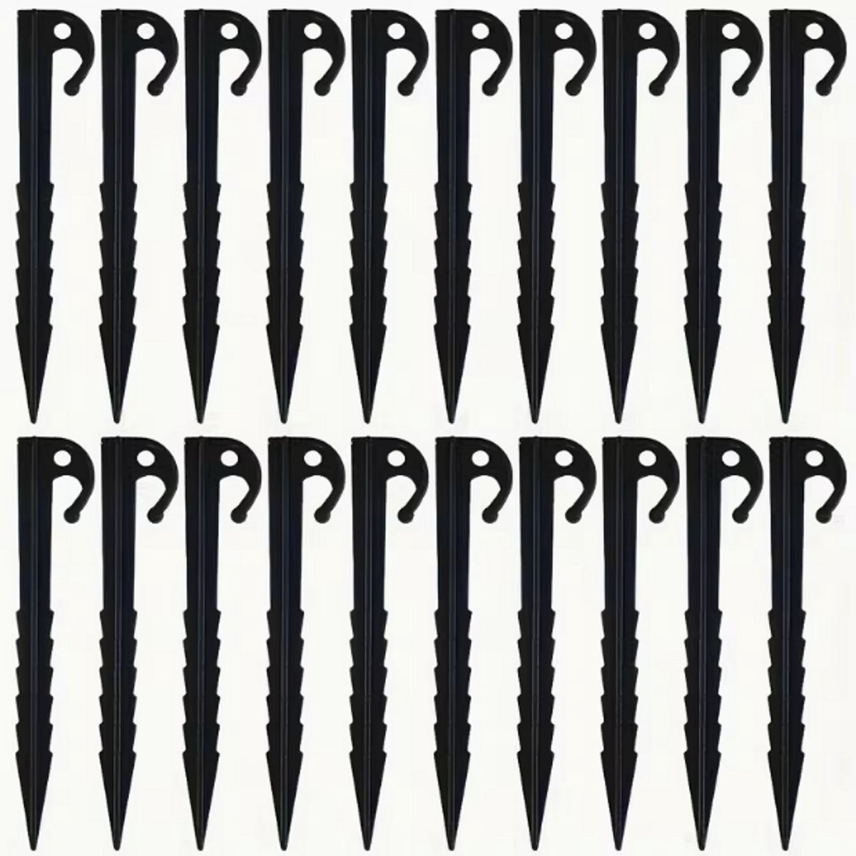 LUKARDIE® Heavy Duty Tentharingen - 20 Stuks - Spiraal Ontwerp - High-Polymer Kunststof - Stormvast - Scherpe Haken - Voor Tent, Tarp & Gazon – Zwart - Grondpennen