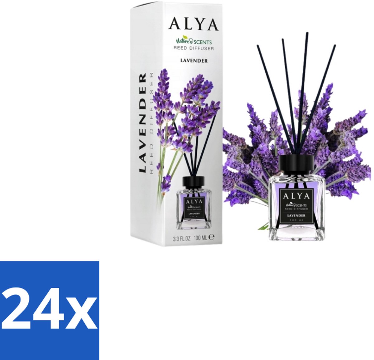 Alya – Reed Diffuser – Lavender – Interieurparfum - Voordeelverpakking - 24 stuks