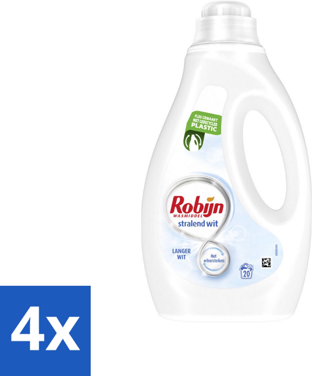 Robijn – Vloeibaar Wasmiddel – Stralend Wit – 20 wasbeurten - Voordeelverpakking - 4 stuks