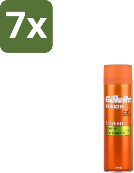 7 x Gillette Fusion 5 Scheergel - Ultra Sensitive - 200 ml - Scheergel - Gevoelige Huid - Scheercomfort - Scheerirritatie - Hydraterende Scheergel