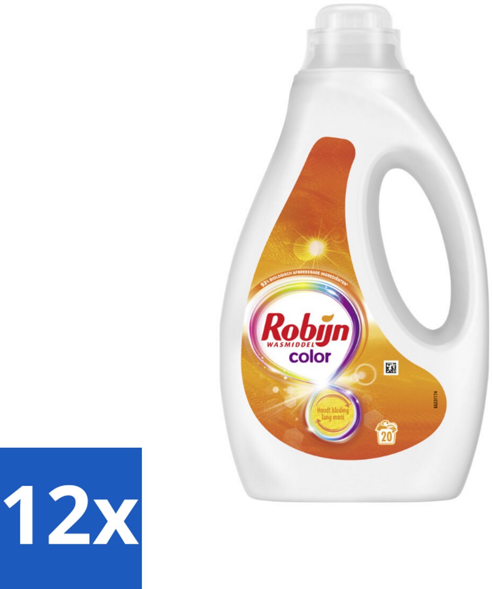 Robijn – Vloeibaar Wasmiddel – Color – 20 wasbeurten - Voordeelverpakking - 12 stuks