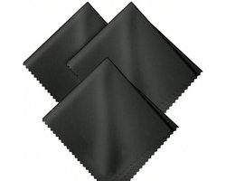 3 Stuks Microvezeldoekjes - 28 x 17cm - Microfiber schoonmaakdoekje - Schermreiniger - Screen en Lens Cleaner – Wasbaar – Zwart - LOUZIR