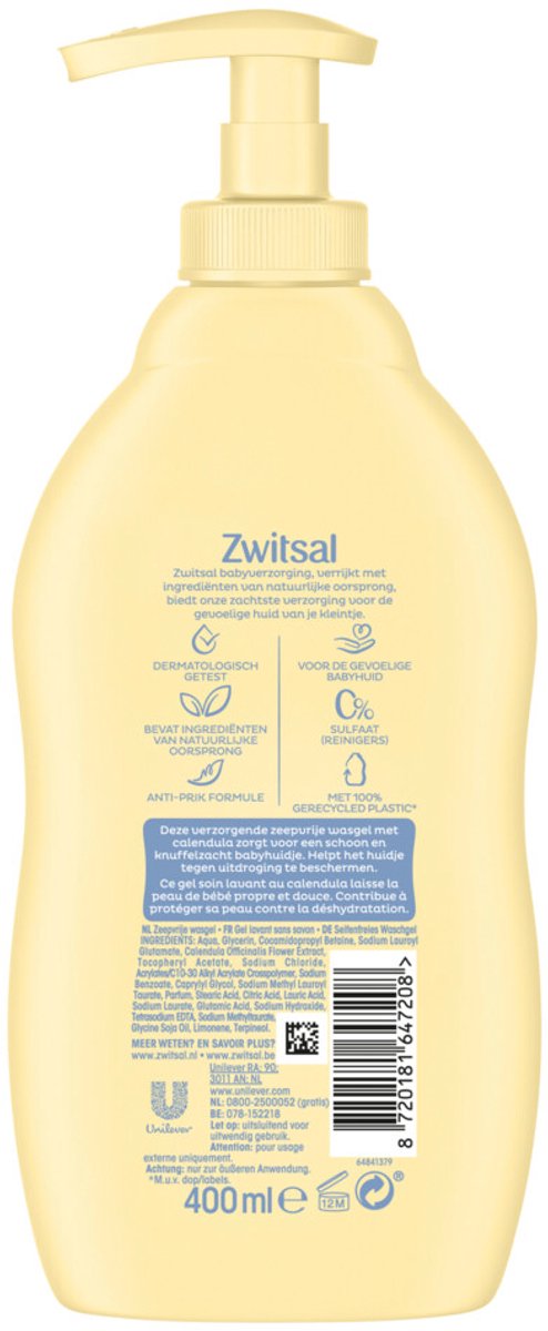 Zwitsal Zeepvrije Wasgel 400 ml - Bulkverpakking - 7 stuks van Zwitsal — afbeelding 3