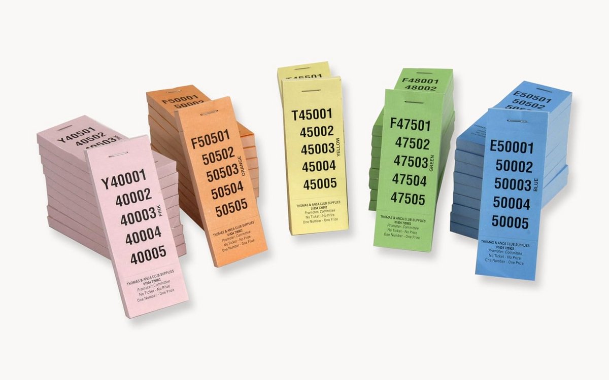 5 Sets Perforatie Loterij Tickets 1-100.000 - 5 Kleuren voor Tombola en Evenementen