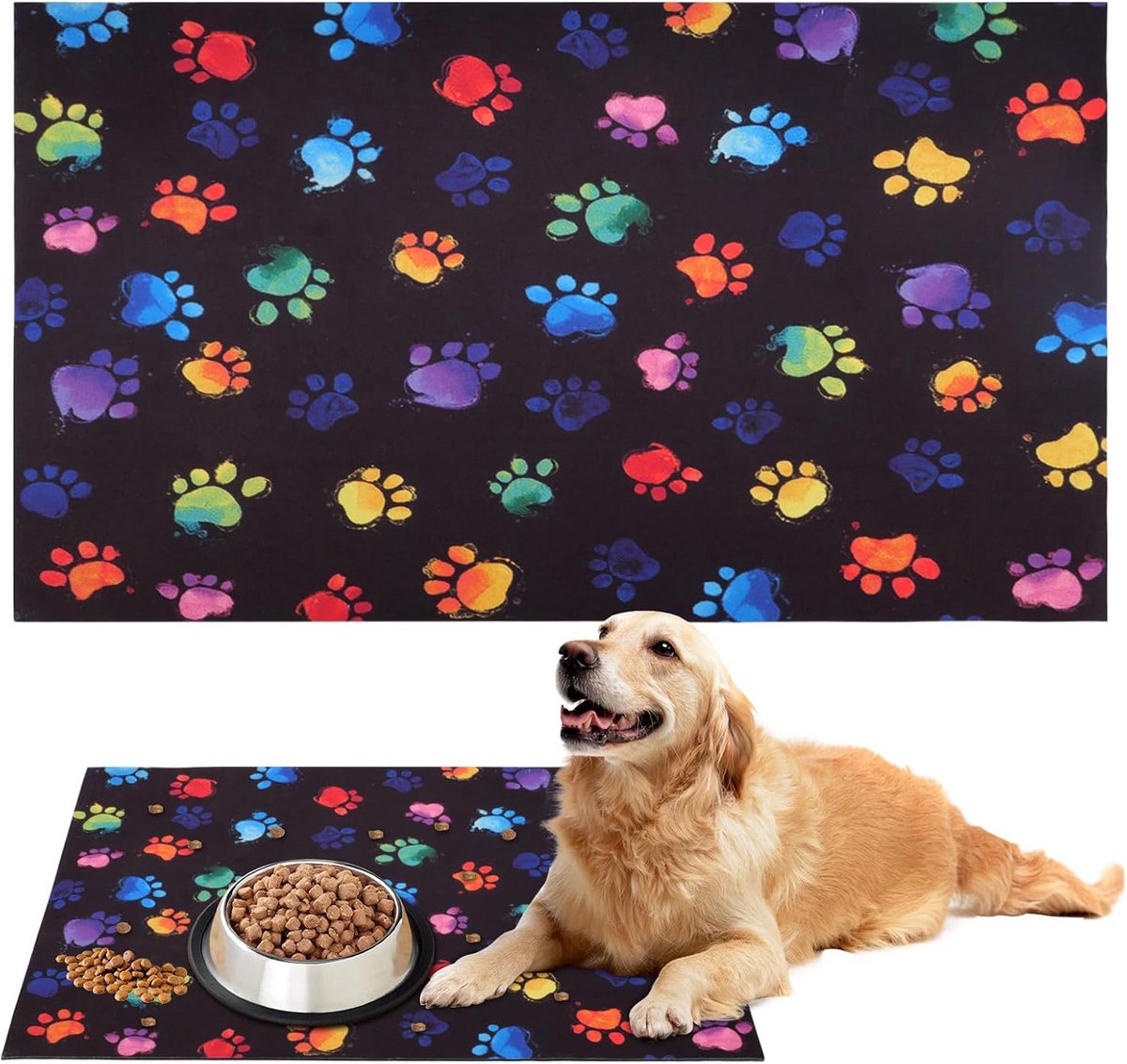 Antislip Voerbak Onderlegger voor Katten en Honden (50x30 cm) - Wasbaar & Kiezelsrubber