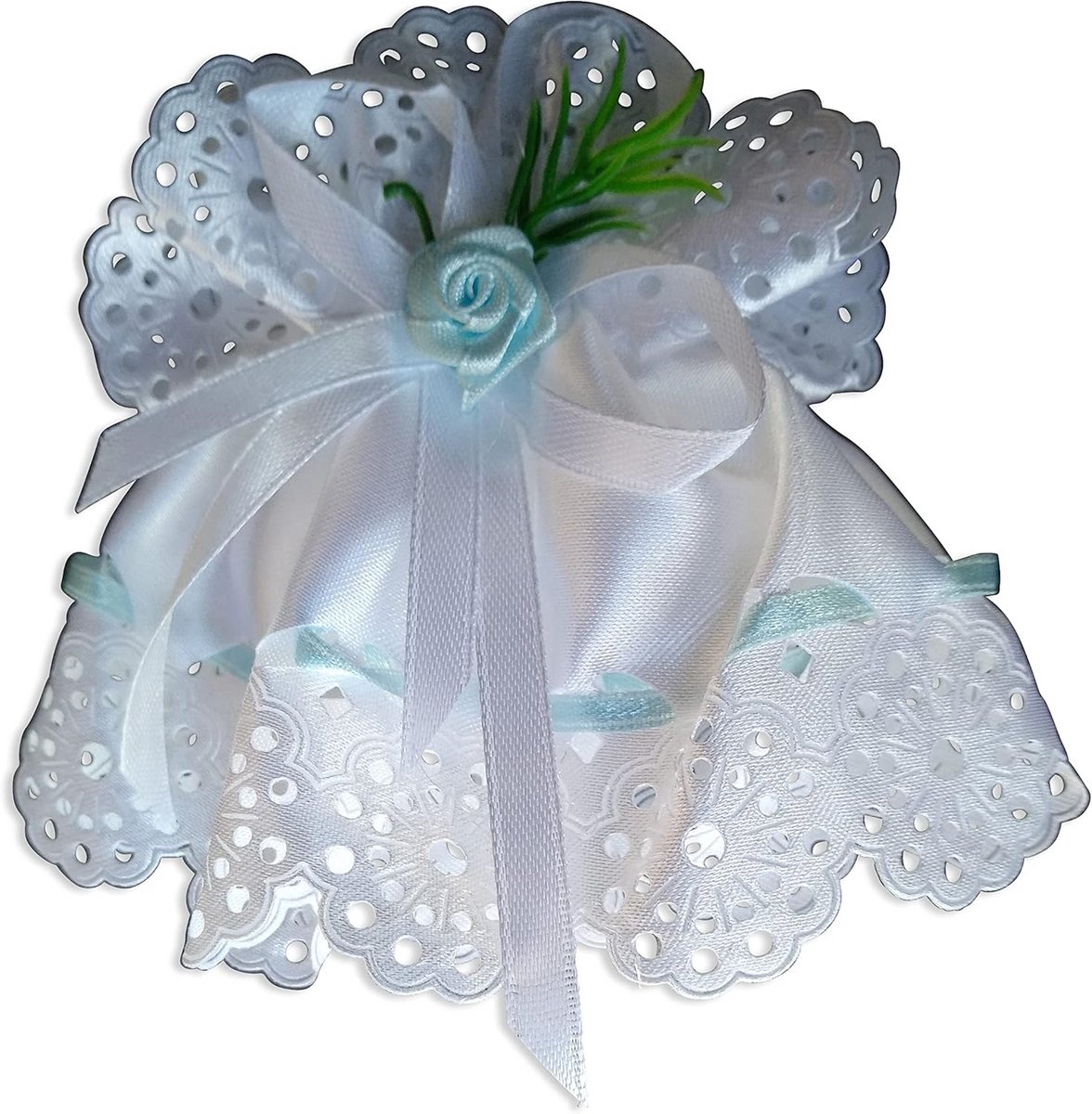 Decoratieve Stoffen Kaarsenmanchet met Blauwe Versieringen voor Kaarsen van 3-5 cm