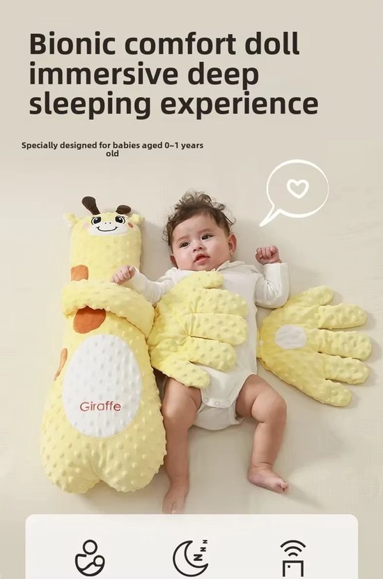 SUMOH® Baby Slaapknuffel Giraffe - Kalmerende Knuffel met Klopfunctie - Verzwaarde Handjes - Rustgevende Babyslaap Hulp van SUMOH — afbeelding 3