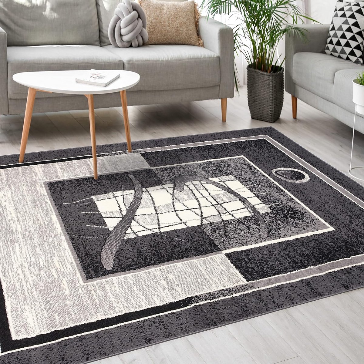 Moderne Vloerkleed Grijs Rechthoekig - Zacht en Duurzaam Tapijt voor Woonkamer en Slaapkam