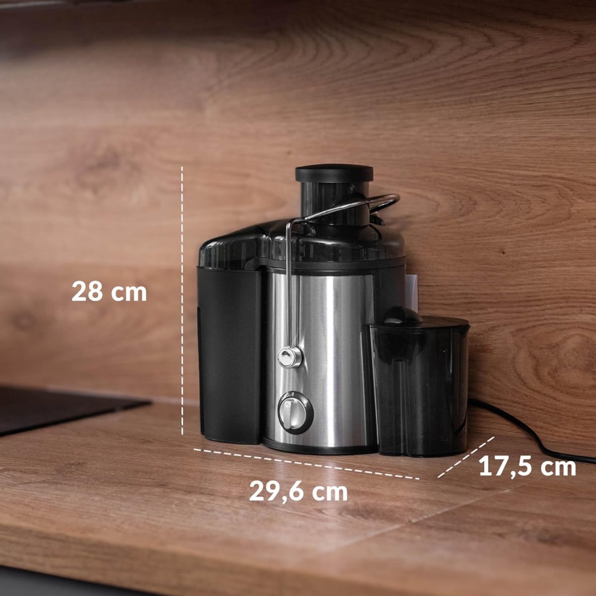 DnA® Sapcentrifuge - Slowjuicer - Sapcentrifuges Groenten en Fruit - Zilver en Zwart - 18cm x 28cm x 30cm