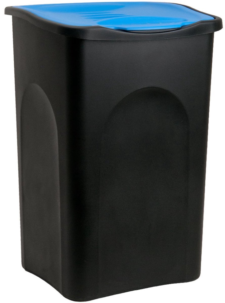 DnA® Prullenbak 50 Liter - Prullenbak - Prullenbakken - Zwart en Blauw - 39cm x 37cm x 56cm