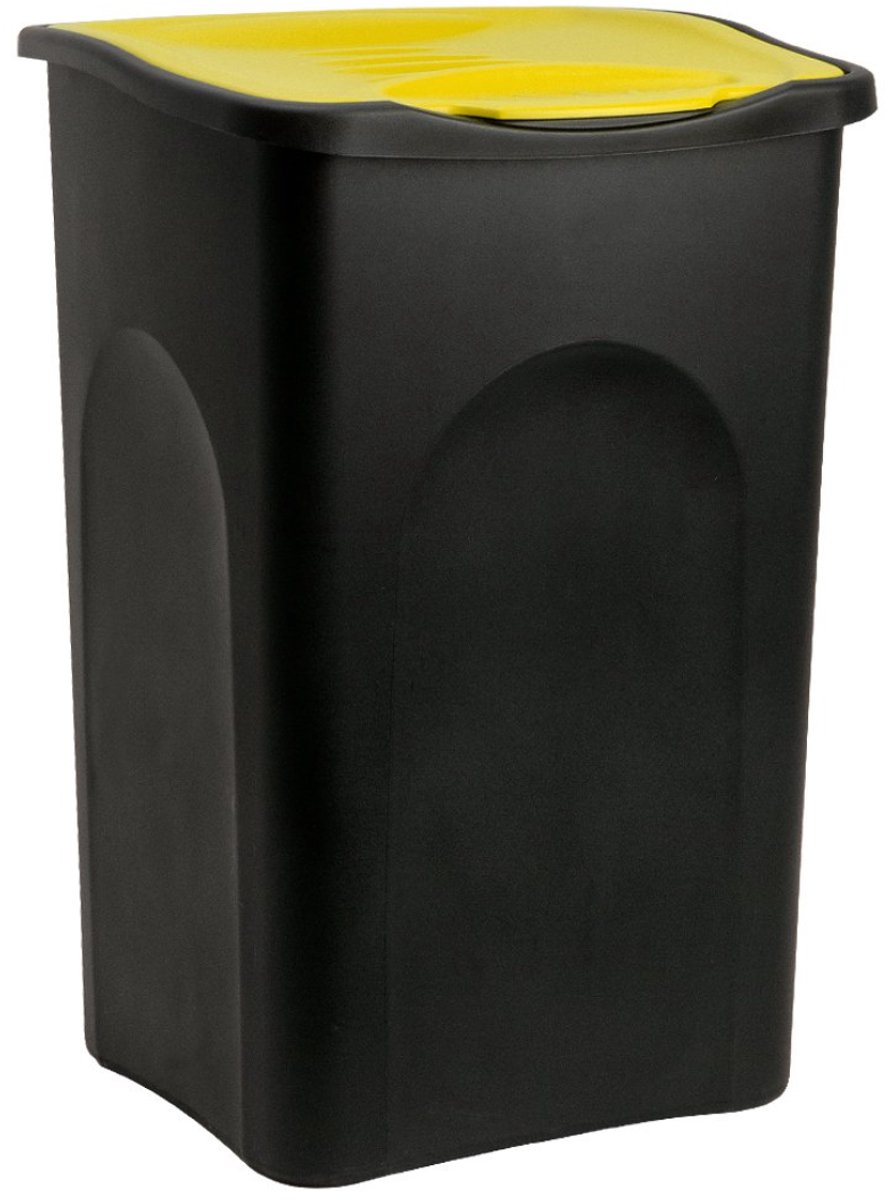 DnA® Prullenbak 50 Liter - Prullenbak - Prullenbakken - Zwart en Geel - 39cm x 37cm x 56cm
