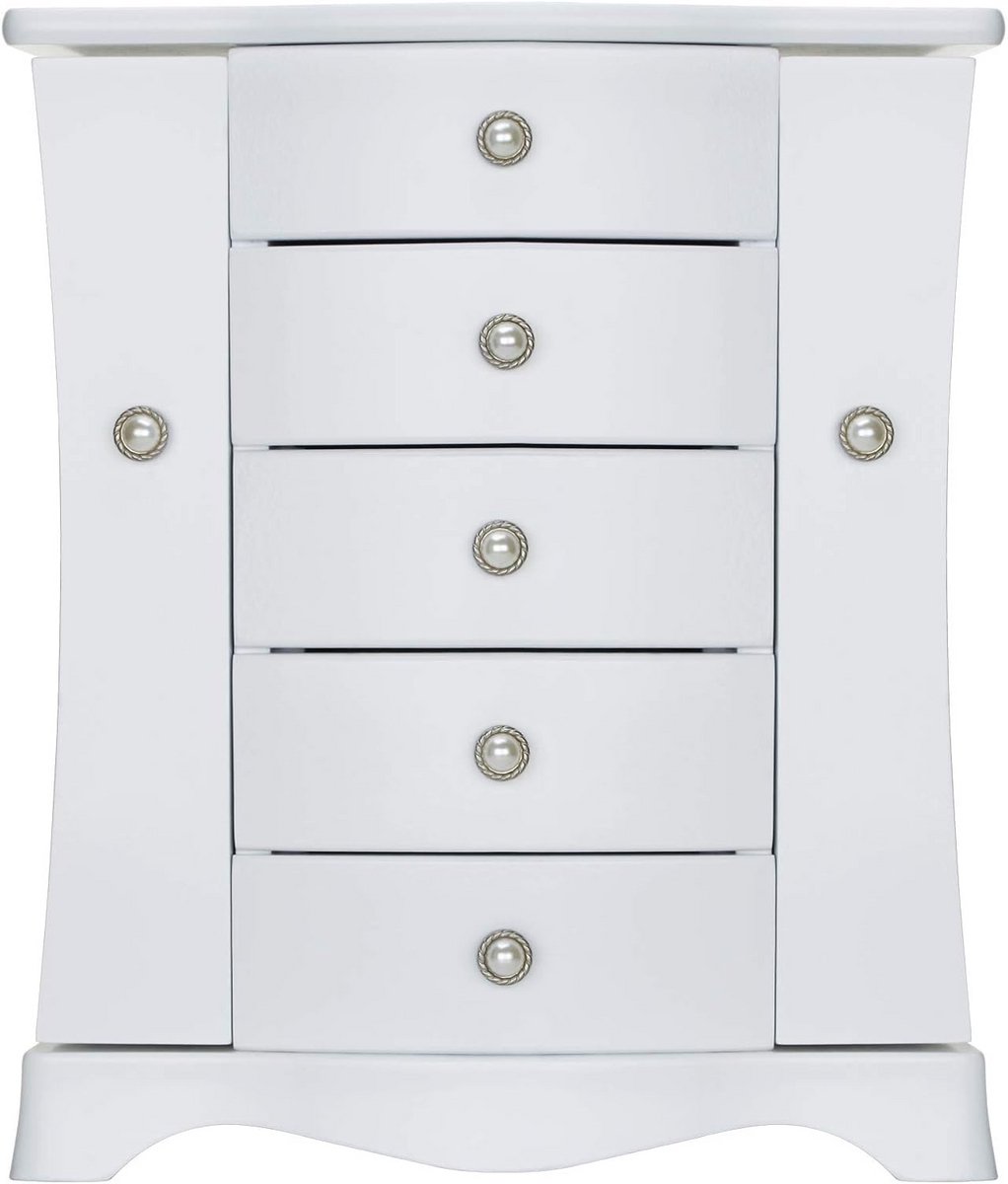 Houten Sieradendoos met 4 Lades en 2 Zijdeuren - Luxe Organizer met Spiegel