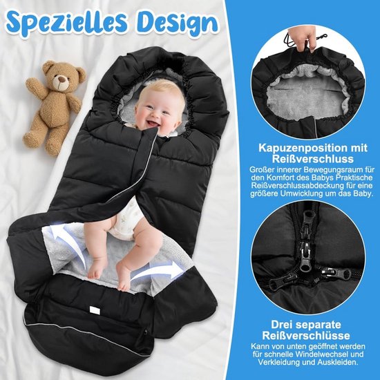 Waterdichte Winter voetenzak voor Kinderwagen en Buggy - Warm en Universeel — afbeelding 3