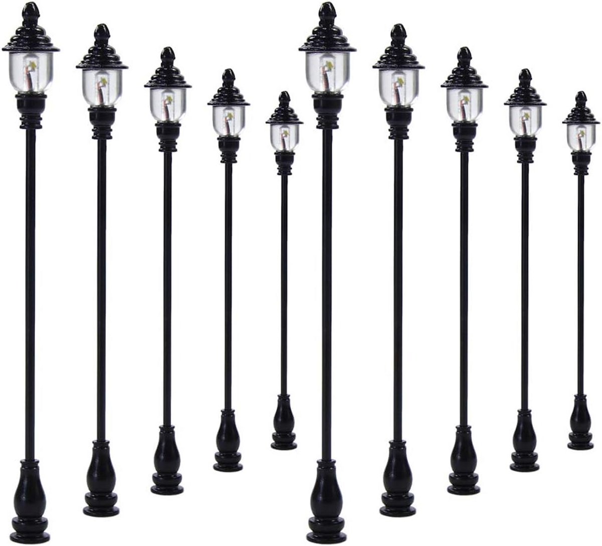 10x Modelspoor Straatlantaarns LED Verlichting Warm Wit - Schaalgrootte H0 (1:87)